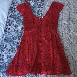 cutest little red dress w/ black flowers from UO